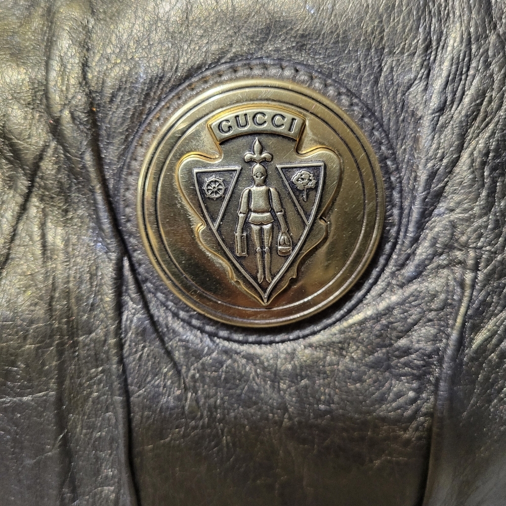 GUCCI HYSTERIA LEATHER BRONZE VINTAGE LARGE CLUTCH - Picture 5 of 9